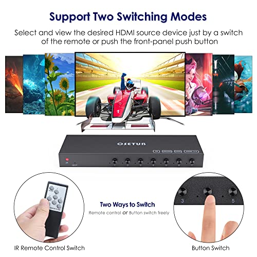 7 in 1 Out HDMI Switch 4K@60Hz with HDR, HDCP 2.2 & 3D and IR Remote Control for PS5, Xbox, Nintendo Switch, Apple TV, Roku, Fire Stick (Home/Office Use) - size: Enhanced 4K60Hz 7×1 HDMI Switch
