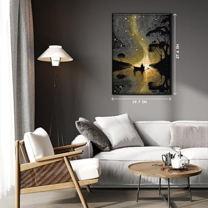 Impossible Puzzles for Adults 1000 Pieces, Nature Landscape Scenery Hard Jigsaw Puzzles, River Plant Difficult Challenge Puzzle - style: Starry Shore Night Puzzle