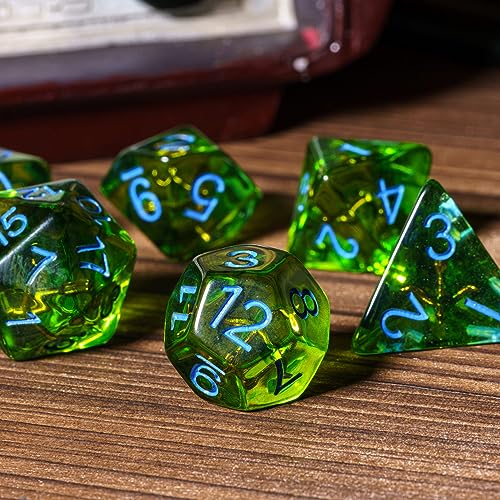 UDIXI D&D Polyhedral Dice Set, Green DND Dice Set Ranger for Tabletop Games | Velvet Storage Bag, DM Gift, for Dungeons and Dragons Role Playing Games Board Games - color: Role:ranger