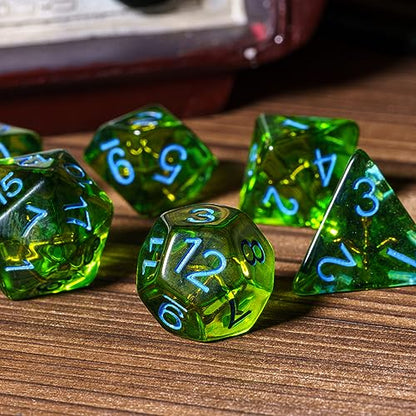 UDIXI D&D Polyhedral Dice Set, Green DND Dice Set Ranger for Tabletop Games | Velvet Storage Bag, DM Gift, for Dungeons and Dragons Role Playing Games Board Games - color: Role:ranger