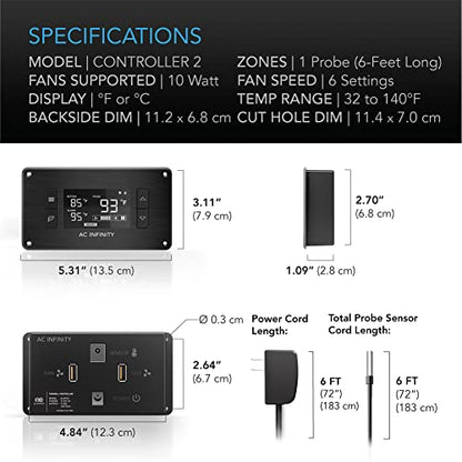 AC Infinity AIRPLATE S9, Quiet Cooling Fan System 18" with Speed Control, for Home Theater AV Cabinet Cooling (Pack of 2) - size: 18-Inch (Pack of 2)