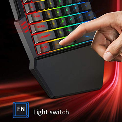 PC One-Handed Keyboard Ergonomic Mechanical Gaming Keypad with 35 Keys Wrist Rest Colorful Backlight for Laptop/Computer/Mobile Phone/Tablet