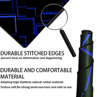 TEDNETGO Large Extended Gaming Mouse Pad, Long Mouse Pads, Extra Large Big Mouse Pad with Stitched Edge, XXL Non-Slip Computer Computer Keyboard Mat for Gamer/Desktop/Office/Home,Blue - color: Blue, size: 31.5L x 15.7W inches