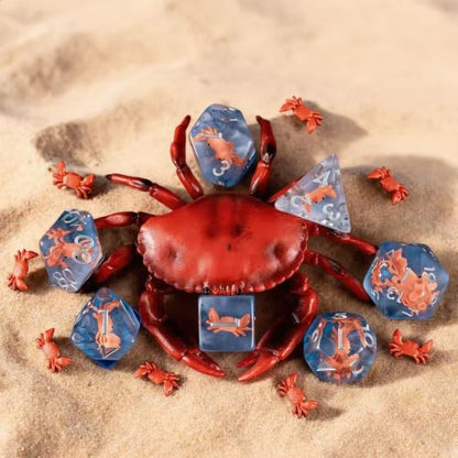 Resin Dice Set,Polyhedral Dice Crab Dice,RPG D&D Dice Set for Dungeons and Dragons MTG RPG Role Playing Games - color: Crab