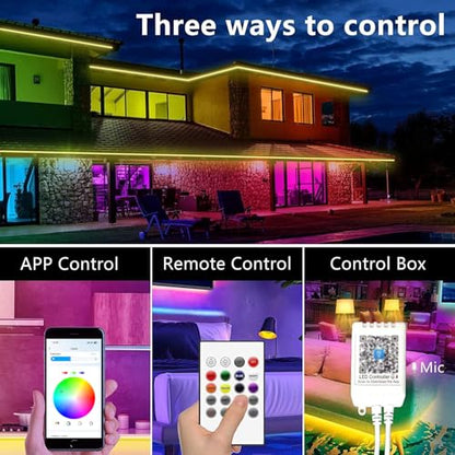 GUPUP 200 FT LED Strip Lights,Color Changing LED Lights for Bedroom,Built-in-Mic,Music Sync Tape Lighting,Phone Smart Controlled(APP+Remote+Mic) | Built-in-Mic,Music Sync Tape Lighting,Phone Smart Controlled(APP+Remote+Mic) - size: 200 ft Bluetooth