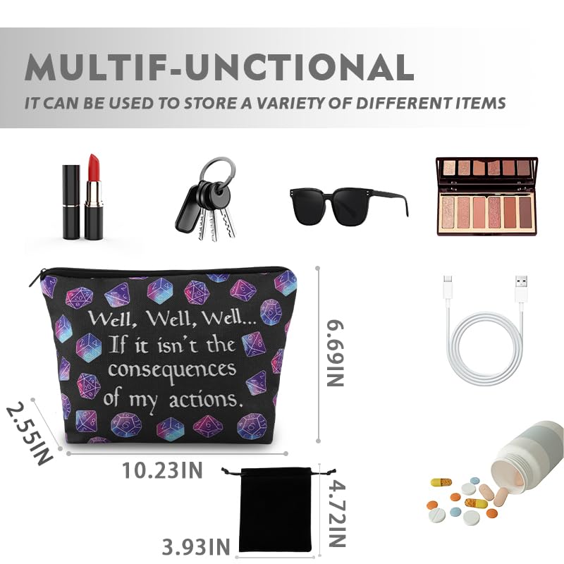 Funny Games Dice Storage Bags for Women Men Tabletop Game Lover Gamers Birthday Gifts Tabletop Role Playing Lover Travel Makeup Skincare Toiletry Bags 4 PCS Velvet Dice Storage Pouch - color: Well Dice