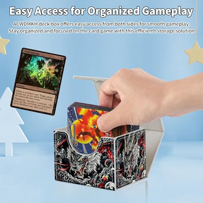 for MTG Commander Deck Box,Card Deck Box for Trading Yugioh MTG,Fits 100 Double Sleeved Cards,PU Leather Strong Magnet Case for Magic Commander TCG CCG,Black Cool Dragon - color: Black Cool Dragon