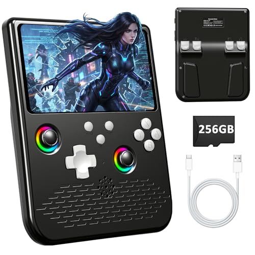 H5 Retro Gaming Console, 5.0 Inch IPS HD Screen Handheld Game Console, 256GB TF Card Build-in 40000+ Classic Games, Portable Video Arcade Support 34+ Emulators with 4000mAh Battery, Black