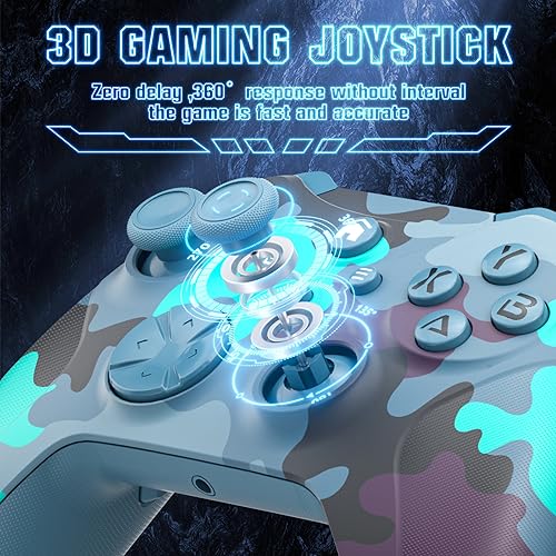Xexvyrin Wireless for X-Box Controller, Compatible with X-box One X|S, Series PC, Special Edition Custom Controller 6-Axis Motion Control/3.5mm Audio Jack/Dual Vibration/Macro Function/Turbo（ Blue）