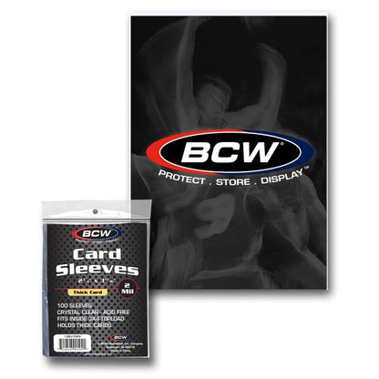 BCW Thick Trading Card Sleeve - 500 ct | Crystal Clear Polypropylene Protective Sleeves for Collectible Cards | Card Protector Sleeves Holds Trading Cards Up To 240pt | Fits Thick-Card Topload Holders
