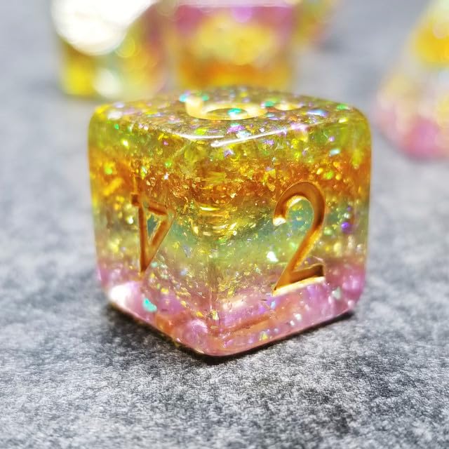 Sage’s Portal Cantrips DND Dice Set - Round Edge Resin 7-PC Polyhedral DND Dice Set for Dungeons and Dragons D&D RPG Tabletop TTRPG (Prismatic Spray) - color: Prismatic Spray