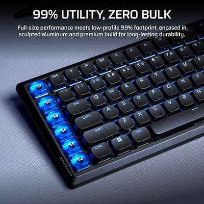 Corsair Vanguard AIR 99 Wireless RGB Gaming Keyboard – US QWERTY – Black | 99% Layout, Low-Profile, Optical-Mechanical, OPX Switches, 8000Hz, Stream Deck Integration, Flashtap SOCD - color: Black