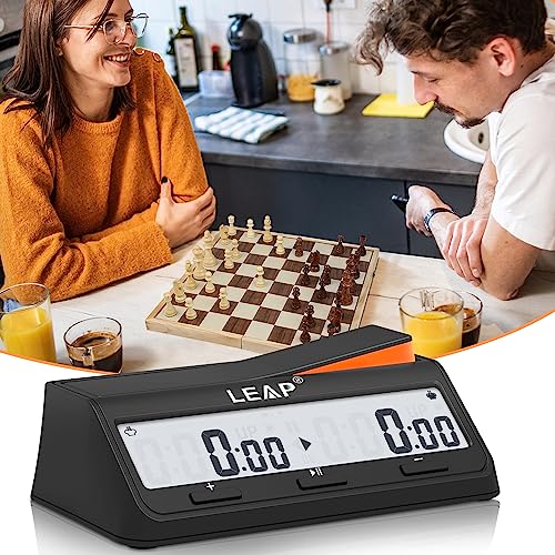 Chess Clock Digital Chess Timer Advanced for Board Game and Chess Timer with Bonus & Delay Count Down up Alarm Black/Orange - color: Black/Orange