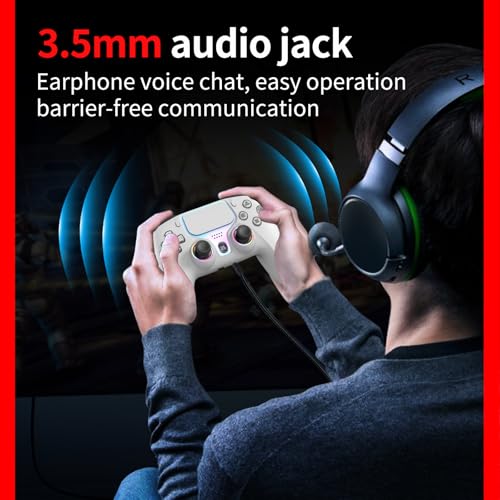 Wireless Controller for PS5, Compatible with PlayStation 5 /PS5 Pro/Slim/PC, with Hall Effect Joysticks, Back Paddles & Macro, Bluetooth 5.0, Turbo, Dual Vibration, 6-Axis Gyro, RGB Ring, 1000mAh, 3.5mm Audio Jack, PS5 Pro Controller Gamepad with Speaker