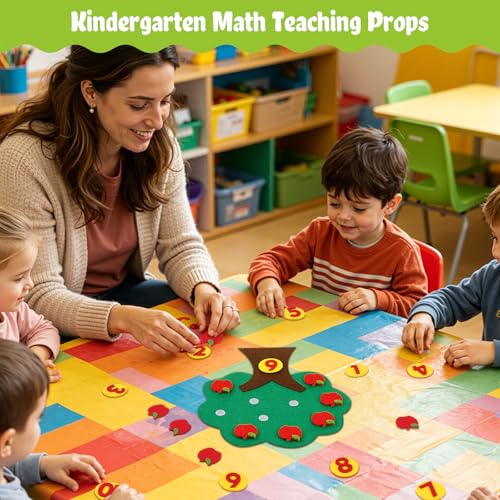 MAGICLULU Felt Apple and Number Tree, Kids Math Numbers Counting Game Toy Set, Toddler Felt Board for Preschool Early Educational Classroom and Home Learning Aid