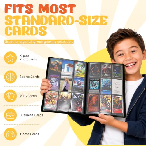 Trading Card Binder, 9 Pocket 20 Pages 360 Cards, Suitable for MTG, TCG(Black) - color: Black