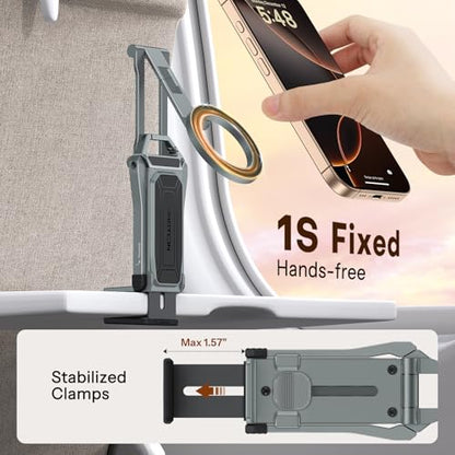OMOTON 360°Rotating Adjustable Aluminum for MagSafe Tripod Mount, Gray | Magnetic Phone Tripod for iPhone 17/16/15 Pro Max Air, Foldable Cell Phone Stand Fits Vlog, Gym Travel Essentials Accessories - color: 2-Gray