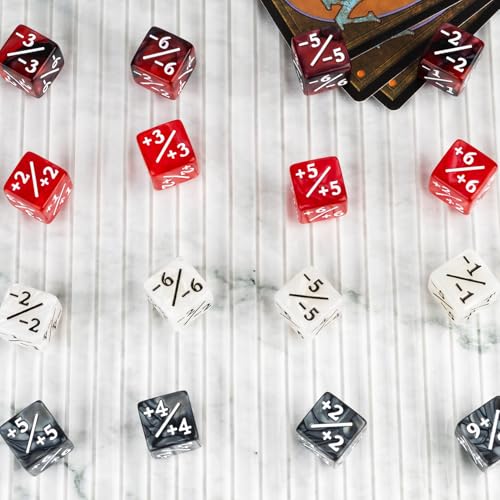 48 Pieces Magic Counter Dice Plus 1 MTG Counters Dice Set Marble Life Buff Tokens D6 Dice Compatible with Magic The Gathering, TCG, Card Gaming Accessories, Red - color: Red
