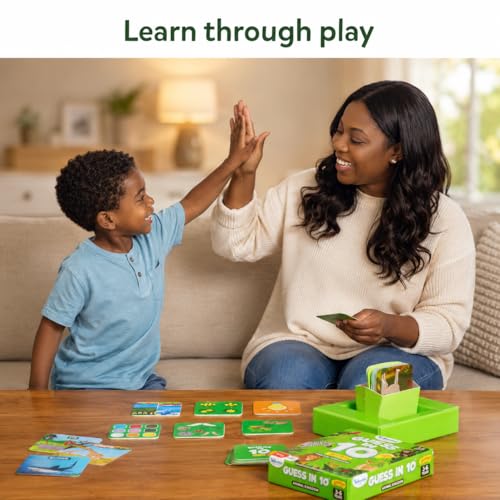 Skillmatics Guess in 10 Junior – Animal Kingdom, Card Game for Preschoolers | Animal Trivia, Fun Guessing Game, 35 Game Cards, 10 Guider Tiles, Travel-Friendly, Gift for Kids Ages 3, 4, 5, 6, - style: 3. Junior Animal Kingdom