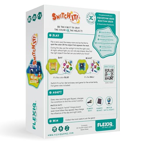 Switch It — Reaction Speed Card Game by FlexiQ, Brain Teasers for Kids 6+, Board Games for Family Night - style: Switch it