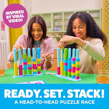 Color Stack Challenge by Relatable – A Fast-Paced Color Matching Puzzle Game for Fun Parties and Family Game Night. Includes 2 Stack Racks, 50 Challenge Cards, 80 Rings & Instructions - style: Color Stack