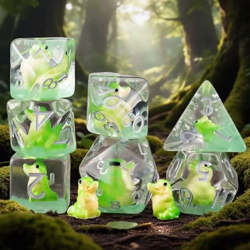 Resin D&D Dice Set, Crocodile Animal Polyhedral Dice for Dungeons and Dragons, RPG, MTG DND 7-DIE (D4, D6, D8, D10, D12, D20, D%) for Ages 15 and Up - color: Crocodile1