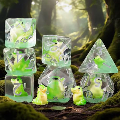 Resin D&D Dice Set, Crocodile Animal Polyhedral Dice for Dungeons and Dragons, RPG, MTG DND 7-DIE (D4, D6, D8, D10, D12, D20, D%) for Ages 15 and Up - color: Crocodile1