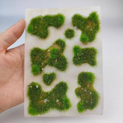 Static Grass Tufts Mat – 8 Peel-and-Play Pre-Cut Patches, Self-Adhesive Turf in Mixed Irregular Shapes for Diorama, Model Railway & Wargaming Terrain (1 Sheet) (Summer Green) - color: Summer Green