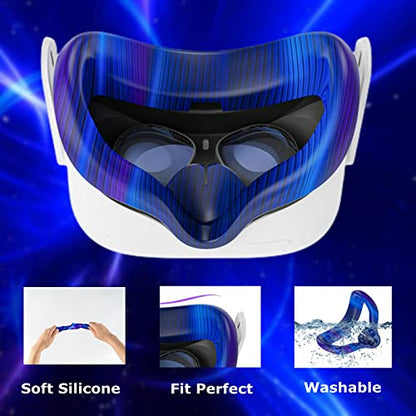 Compatible with Oculus Quest 2 Accessories, Silicone Face Cover, VR Shell Cover,Touch Controller Grip Cover,Protective Lens Cover,Disposable Eye Cover(Colorful B) - color: Colorful B