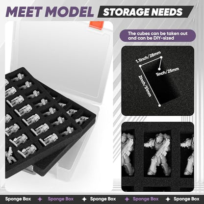 Miniature Storage Carrying Figure Case - 50 Slot Figurine Minature Carrying Case with 2 Foam Layer for Miniatures Compatible with 40k, DND & More (Transparent) - color: Transparent