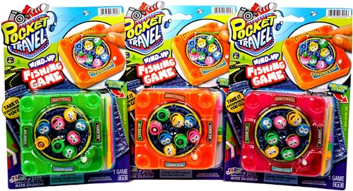 JA-RU Pocket Travel Magnetic Fishing Game (3 Toys Assorted Colors) Classic Rotating Mini Family Board Games for Kids. Preschool Educational Travel Car Games. Bulk Party Favors Birthday Gifts. 3205-3 - style: 3 Pack Assorted