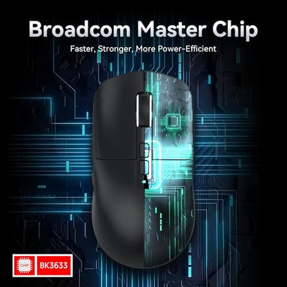 MAMBASNAKE Attack Shark X6 Wireless Gaming Mouse,RGB Magnetic Charging Dock,49g Ultralight X3 Upgrade,Tri-Mode 2.4GHz/BT5.2/USB-C,PAW3395 Sensor 26KDPI,G502 Programmable Mice for Win/Mac - Black - color: Black