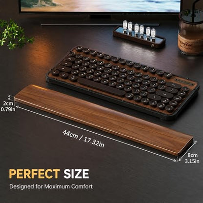 Walnut Wood Keyboard Wrist Rest for Mechanical Keyboard, 104 Keys 17.3 Inch Wooden Wrist Rest with 6° Ergonomic Slope, 20mm Thick Palm Rest, Non-Slip Base for Office and Gaming Setup (17.3"-104 Keys) - size: 17.3"-104 Keys