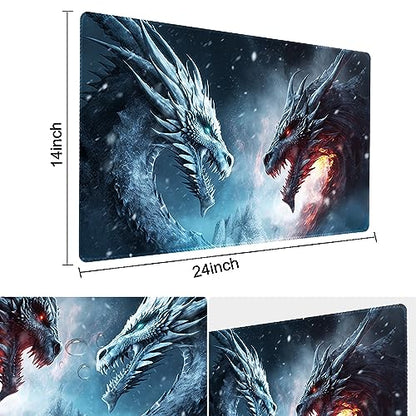 Board Game 14x24in MTG Playmat Compatible for OCG CCG RPG TCG Playmats (Dragon Fight) - color: Dragon Fight