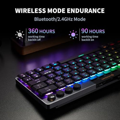Hexgears A1 Low Profile Wireless Mechanical Keyboard - 60% Compact TKL, Bluetooth 5.0/2.4GHz/Wired USB C Hot Swappable Tactile Switch, RGB Backlit Mini Portable Gaming Keyboard Aluminum for PC/MAC - size: A1 - Mini, style: Tactile