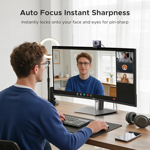 UGREEN FineCam 4K Webcam for PC/Mac, 1080P 60FPS with 1/2.55" CMOS Sensor, Auto Focus, Dual AI Noise-canceling Mics, Portrait Mode for Live Streaming, Conference, OBS, Zoom, Teams, with Privacy Cover