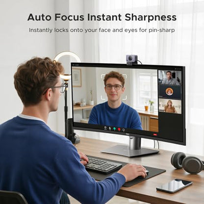 UGREEN FineCam 4K Webcam for PC/Mac, 1080P 60FPS with 1/2.55" CMOS Sensor, Auto Focus, Dual AI Noise-canceling Mics, Portrait Mode for Live Streaming, Conference, OBS, Zoom, Teams, with Privacy Cover