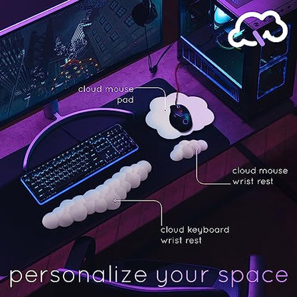 Pink Cloud Keyboard Wrist Rest – Create-ables Qloud Pink Wrist Rest for Computer Keyboard and Mouse, Ergonomic Memory Foam Wrist Pad with Non-Slip Base, Includes Cloud Mouse Pad - color: 06 Pastel Pink