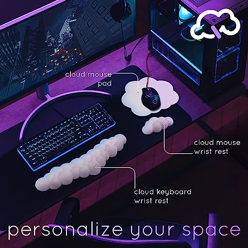 Purple Cloud Keyboard Wrist Rest – Create-ables Qloud Purple Wrist Rest for Computer Keyboard and Mouse, Ergonomic Memory Foam Wrist Pad with Non-Slip Base, Includes Cloud Mouse Pad - color: 08 Lilac Purple