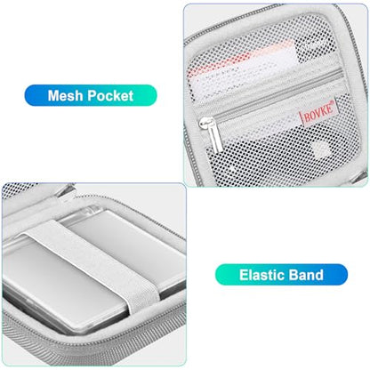 BOVKE Carrying Case Compatible with Anbernic RG35XXSP / RG34XX SP Handheld Game Console, Clamshell Retro Games Consoles Flip Hand-held System Holder with Mesh Pocket for Cables and Accessories, Silver - style: Silver Case