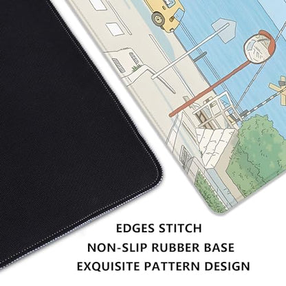 Cute Desk Mat Kawaii Anime Large Gaming Mouse Pad Cartoon Rabbit Desk Pad,Stitched Edges Non-Slip Waterproof Rubber Base Mous Mat for Office,Computer,Keyboard,Laptop and Home Desk Pad(27.5X11.8 in) - color: Cartoon Anime