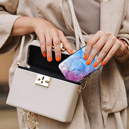 Credit Card Holder, Mini Aluminum Card Wallet RFID Blocking Slim Metal Hard Card Case for Women Men, Blue Purple Marble - color: Blue Purple Marble