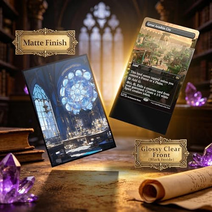 MTG Card Sleeves -Meticulous Archive- Surveil Lands - Ultra Clear Front & Matte Finish Back, 100 Count Standard Size Matte Art Sleeve for Magic the Gathering - color: Meticulous Archive