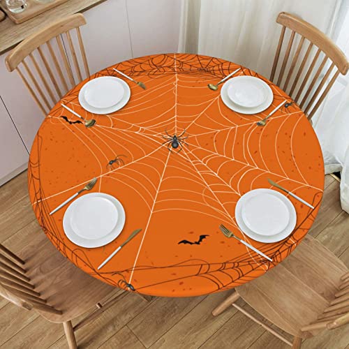 Halloween Round Tablecloth Elastic Fitted Table Cover Washable Elastic Edge Tablecloths for Kitchen Dining Party Fitted Table 40-44 inch - color: Halloween S, size: 40" (Round)