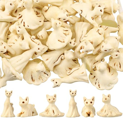 Soulchen 50 Pcs Halloween Mini Resin Figures Bulk Resin Ghost Cat Figures | Ghost Cat Figurines for Hide Games, Party Bag Fillers, Craft Projects, Tiny Halloween Decorations and Gift Supplies - style: Ghost Cat