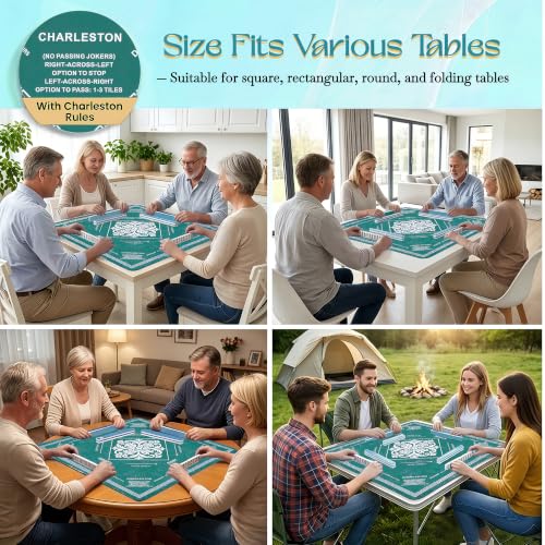 KJGNHQA Green Mahjong Mat for Table 32.5"x32.5" - color: Green