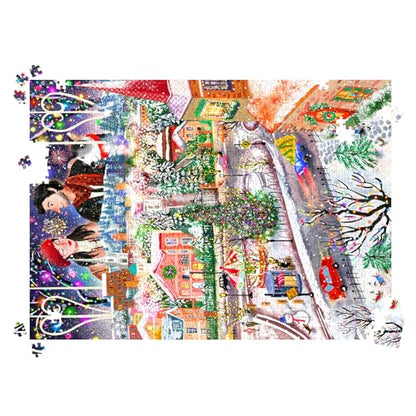 HUADADA Puzzles for Adults 1000 Pieces-Christmas Town | Eco matte oil print, eye strain relief, tight puzzle piece fit, vibrant colours,gifts for men women - color: Christmas Town