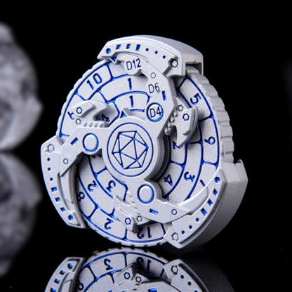 7-in-1 Spinner DND Dice Set, Rotate Metal Rotate Dungeons and Dragons DND Compass Dice, Cool RPG Role Playing Table Game Dice - color: Mechanical-silver Bule
