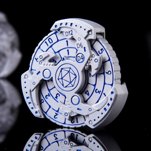 7-in-1 Spinner DND Dice Set, Rotate Metal Rotate Dungeons and Dragons DND Compass Dice, Cool RPG Role Playing Table Game Dice - color: Mechanical-silver Bule