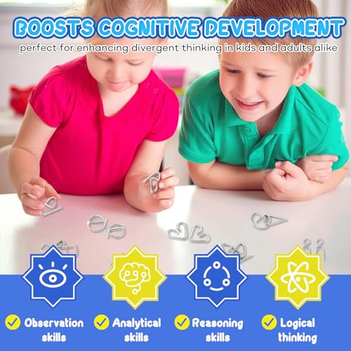 Christmas Metal Brain Teaser Puzzles Ring Educational Toys, Steel IQ Games Physics Mind Metal Puzzles for Adults, Unlock Interlock Game, Brain Teaser Puzzle for Party Favor Kids (Christmas) - style: Christmas